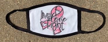 Love Love Fight Breast Cancer Awareness Ribbon Triple Layer Face Mask With Filter Pocket