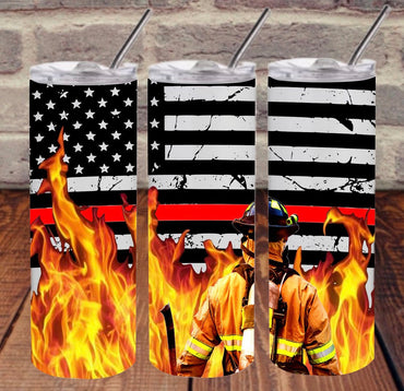Thin Red Line Firefighters 20 oz Skinny Sublimation Tumbler