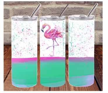 Flamingo Don’t Make Me Put My Foot Down Funny 20 oz Skinny Sublimation Tumbler