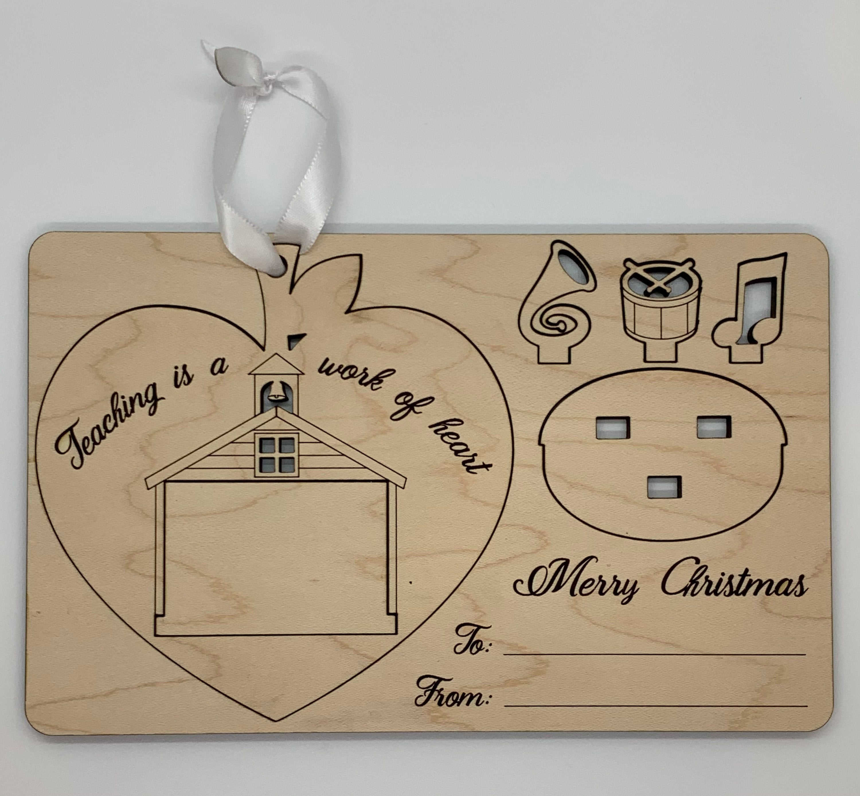 Christmas: 3D Teacher Ornament Gift with Greeting Card Music Teacher Card