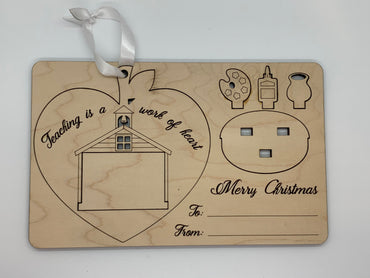 Christmas: 3D Teacher Ornament Gift with Greeting Card Art Teacher Card