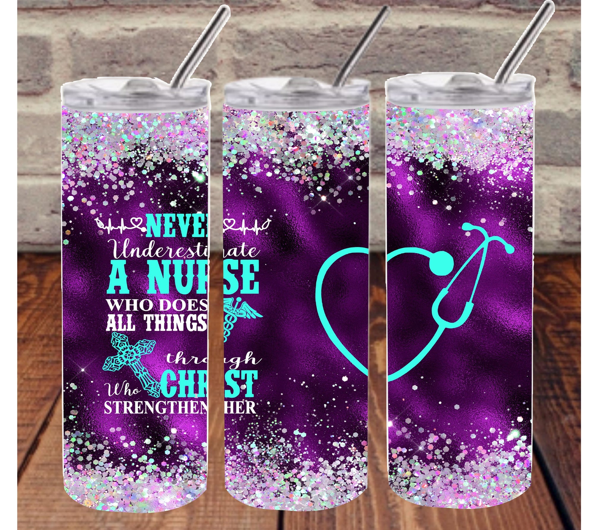 Purple Glitter Add Your Own Name, 20oz Sublimation Tumbler Designs