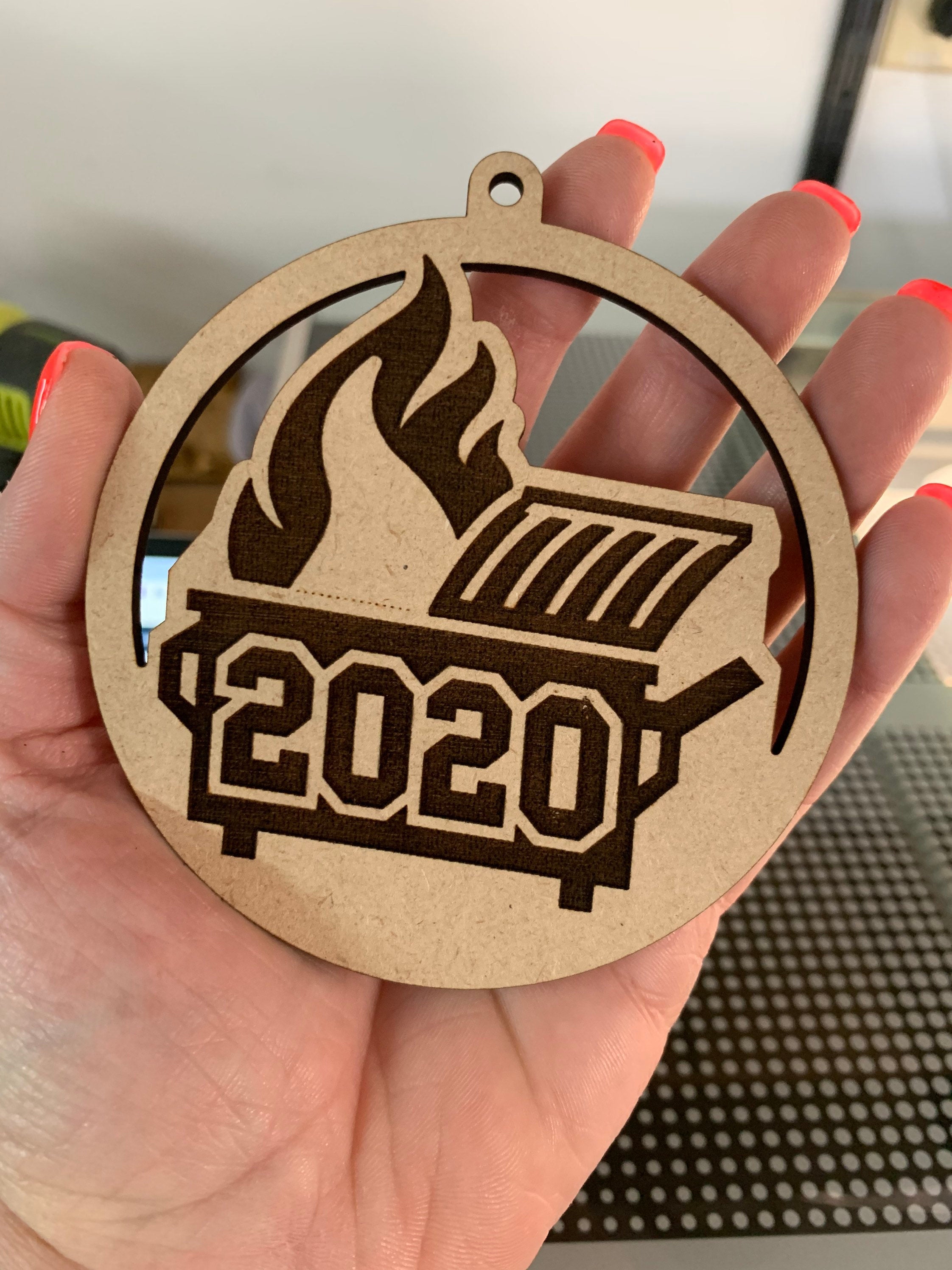 Christmas: Engraved 2020 Dumpster Fire Ornament