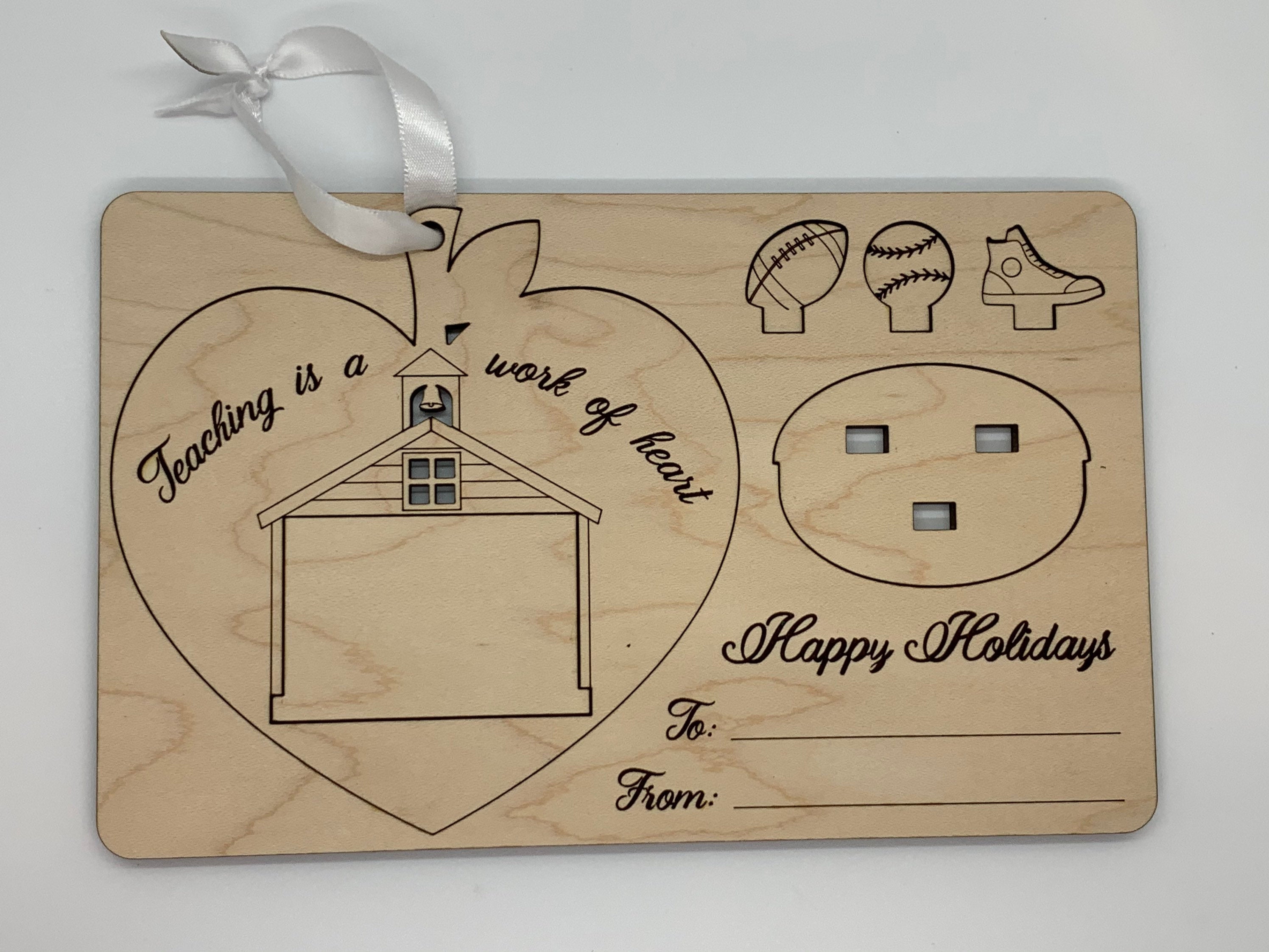 Christmas: 3D Teacher Ornament Gift with Greeting Card PE Teacher Sports Coach Card