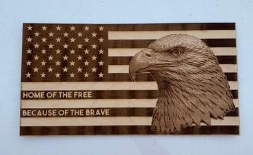 Patriotic Wall Hanging Wood Engraved Sign