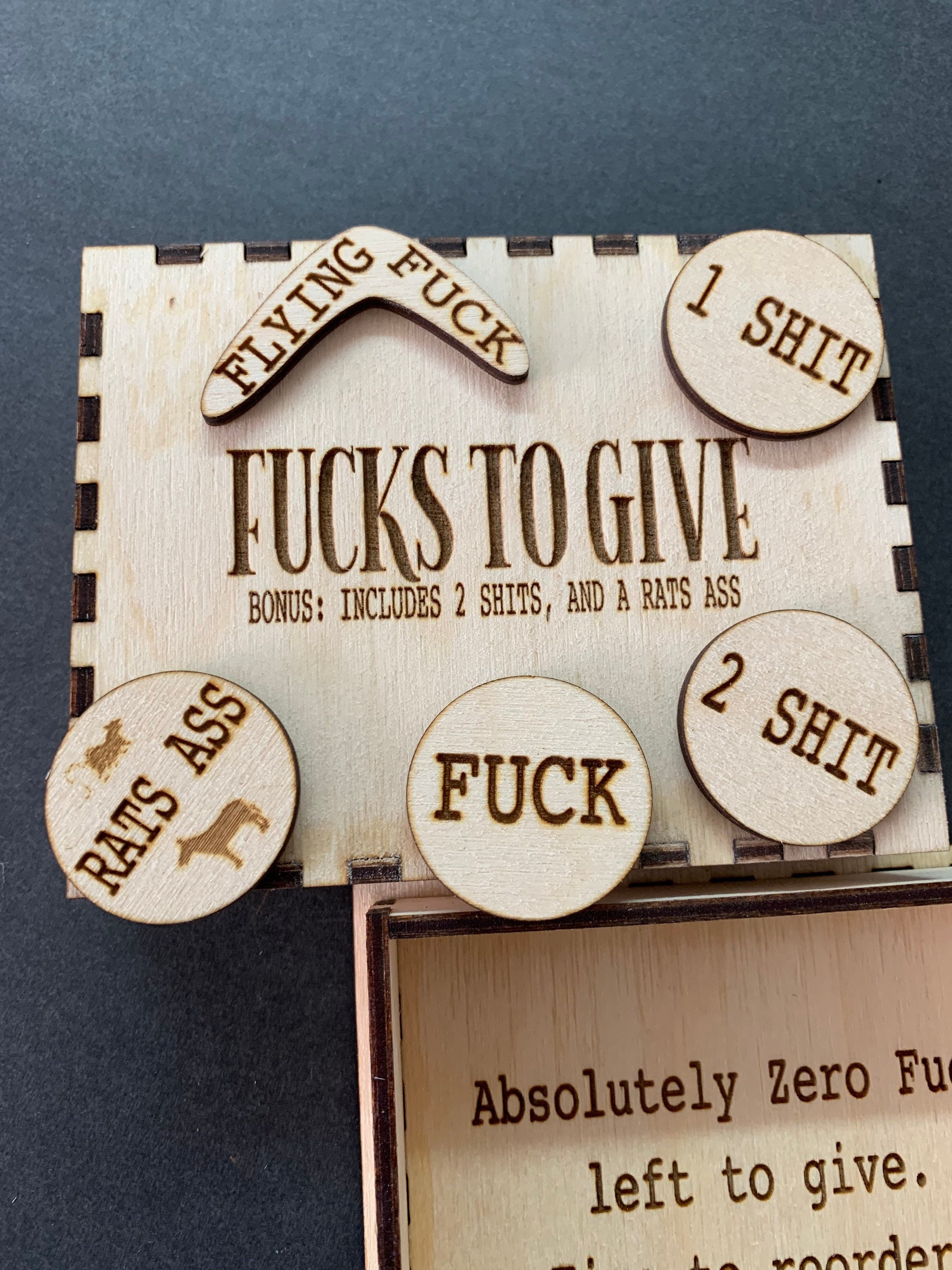 Box of Fucks | Funny Gift | White Elephant Gift | Wooden Trinket Box