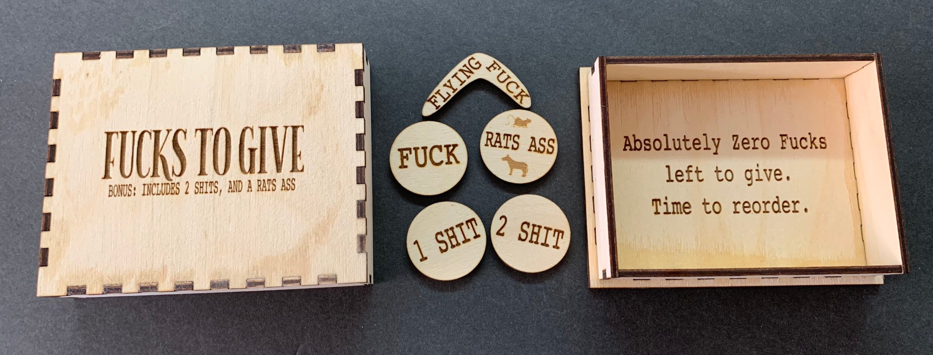 Box of Fucks | Funny Gift | White Elephant Gift | Wooden Trinket Box