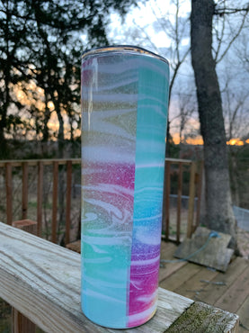 Bright Rainbow Swirls 20 oz Skinny Sublimation Tumbler | Bright Swirls Tumbler | Pretty Tumbler | Unicorn Tumbler