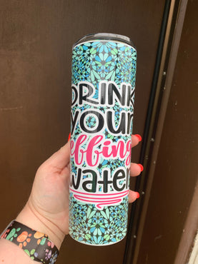 Drink Your Effing Water 20 oz Skinny Sublimation Tumbler