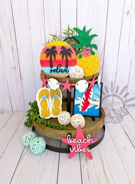 DIY Wooden Sign Kit - Beach Tiered Tray Set (No Tray Included)