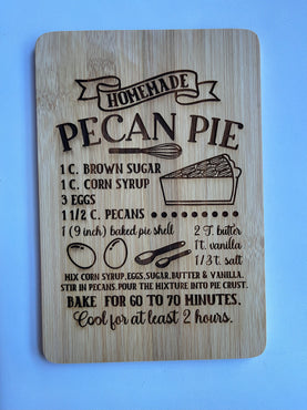 Decorative Recipe Cutting Board - Pecan Pie