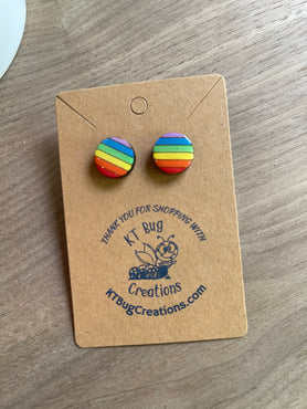 Circle Rainbow Pride Stud Earrings