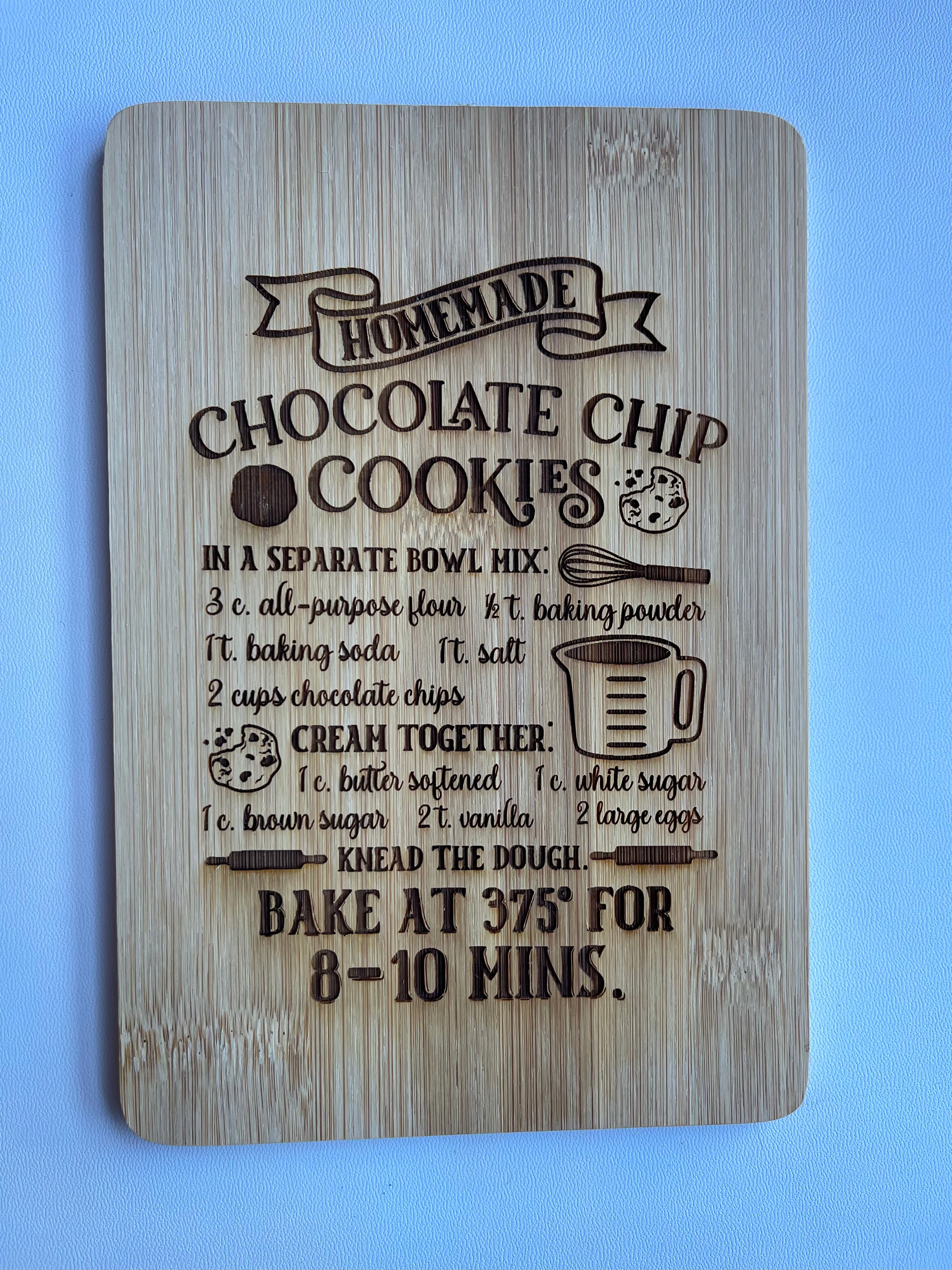 Decorative Recipe Cutting Board - Chocolate Chip Cookies