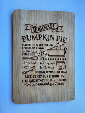 Decorative Recipe Cutting Board - Pumpkin Pie