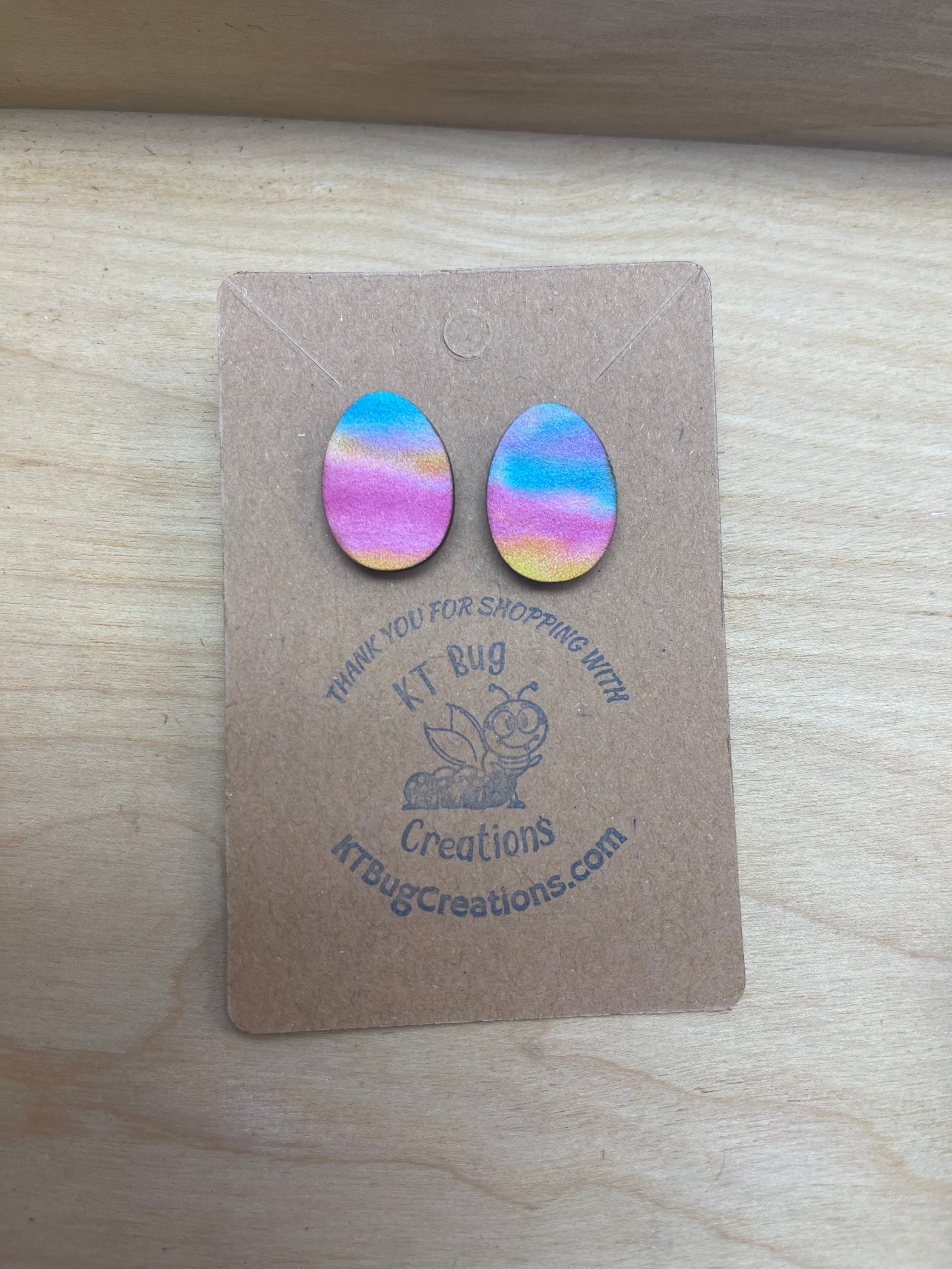 Rainbow Dyed Easter Earrings