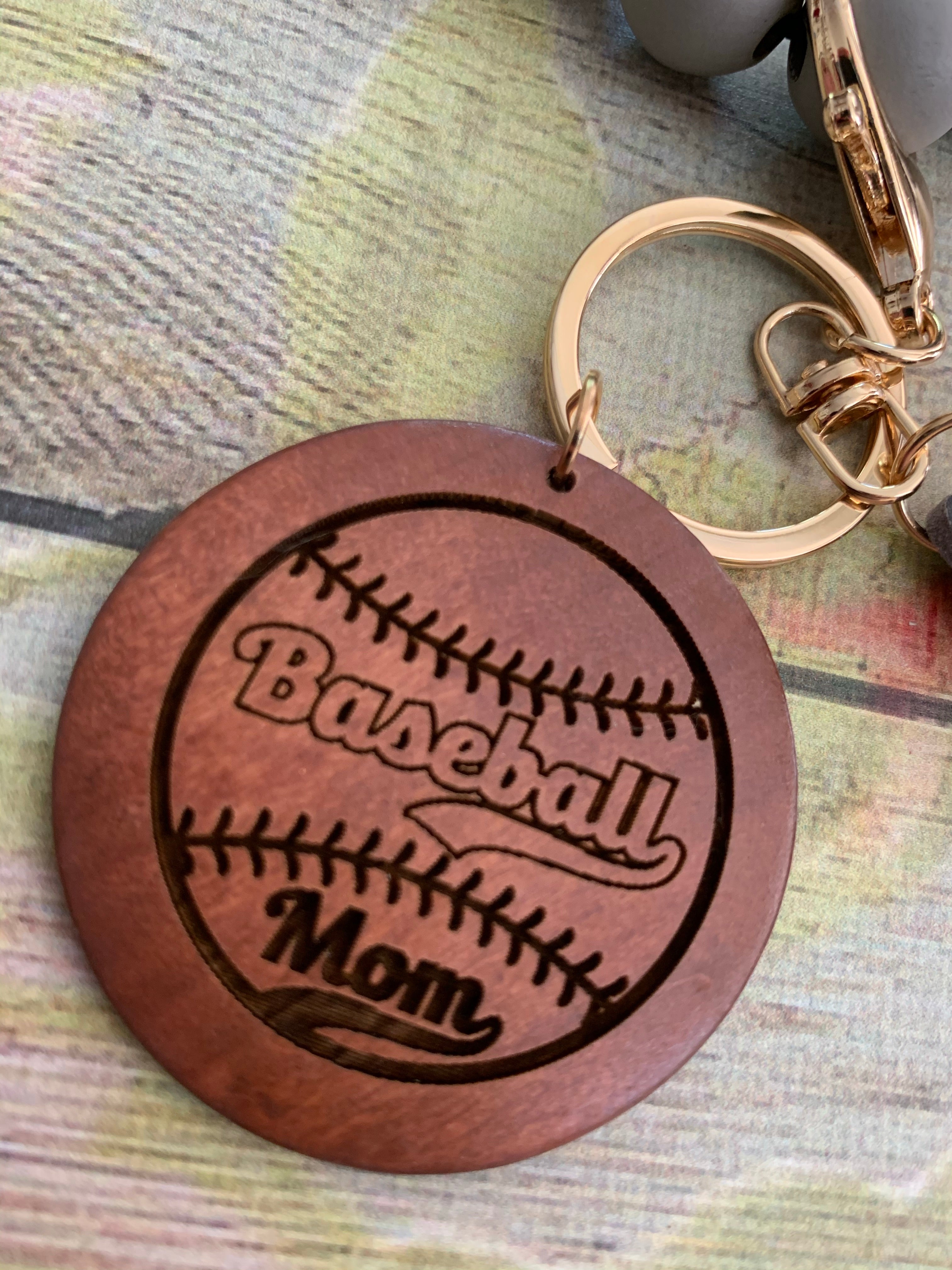 Baseball Mom Bangle Bracelet Keychain