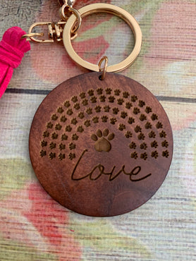 Love Pawprint Bangle Bracelet Keychain