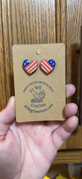 Patriotic Heart Stud Earrings