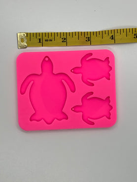 Turtle Family Shiny Silicone Mold for Epoxy Resin Crafts