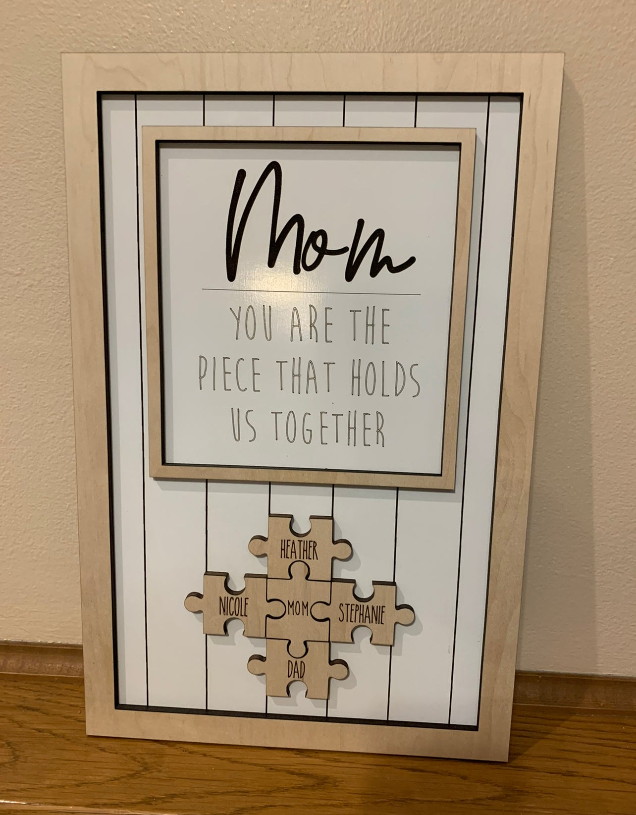 Mom You Are the Piece That Holds Us Together Mothers Day Appreciation Sign | Personalized Mothers Day Sign | Puzzle Piece Sign