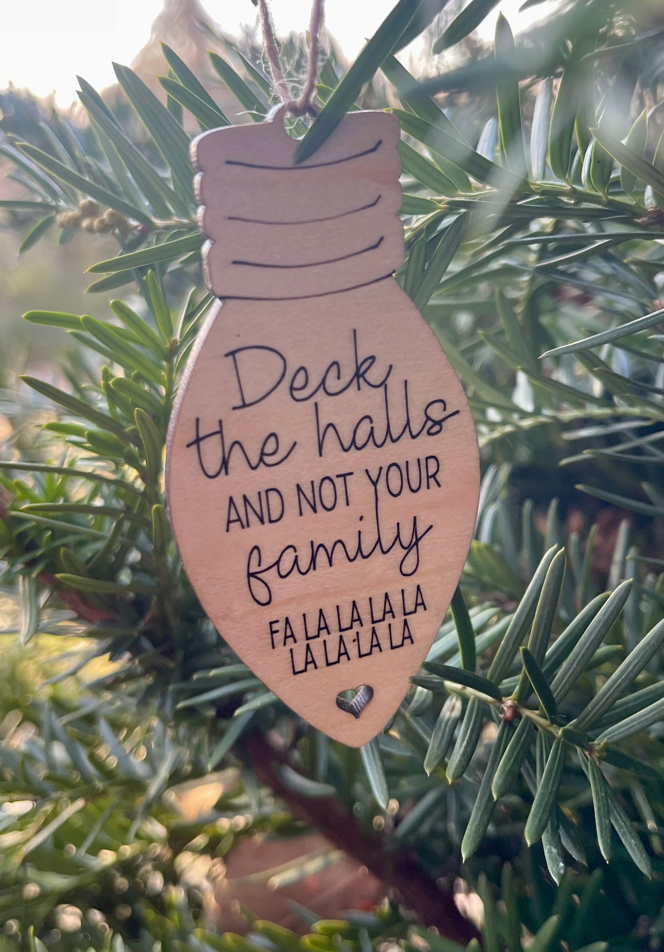 Mini Lightbulb Ornament - Deck the Hall and Not Your Family