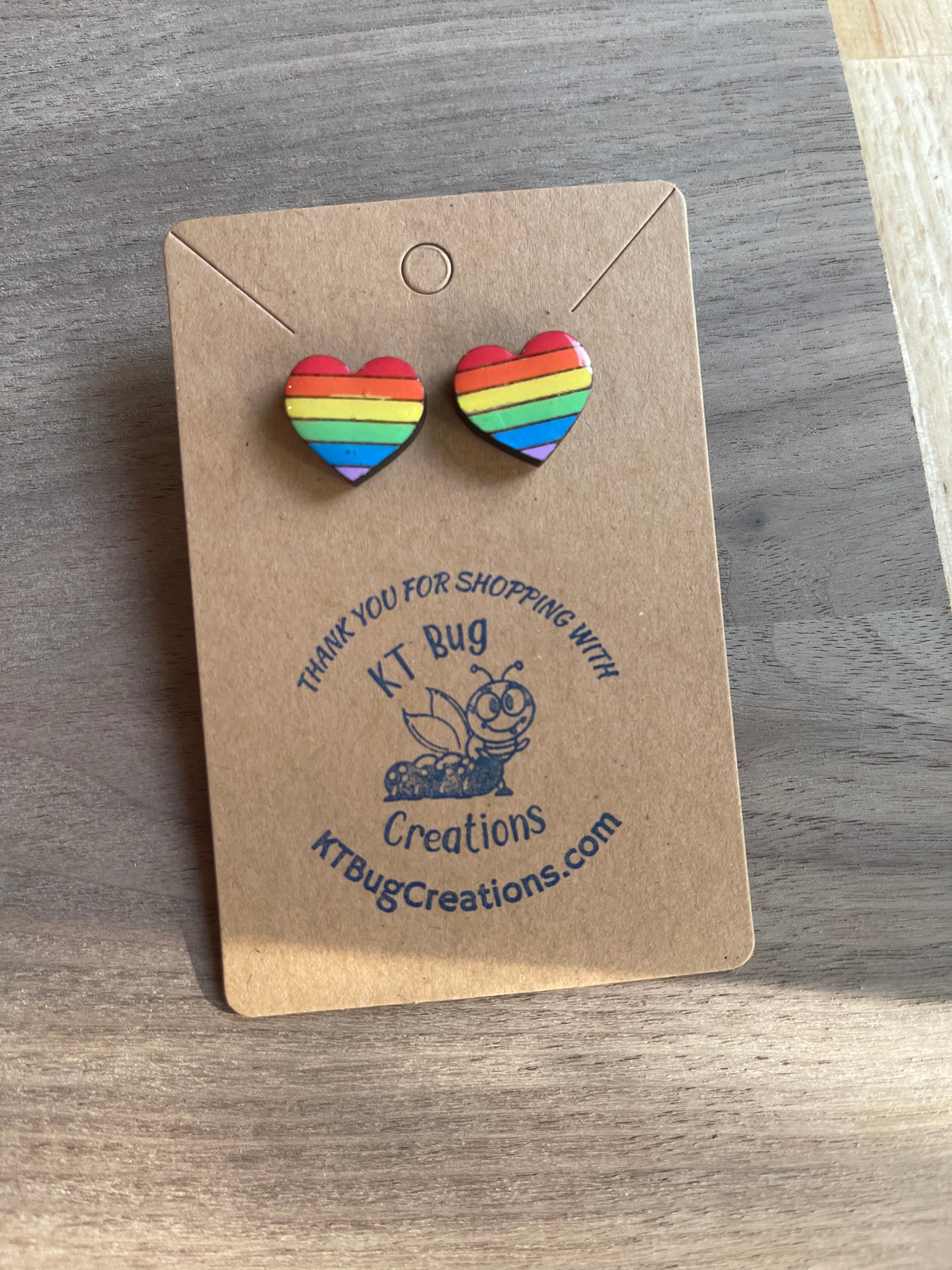 Heart Rainbow Pride Stud Earrings