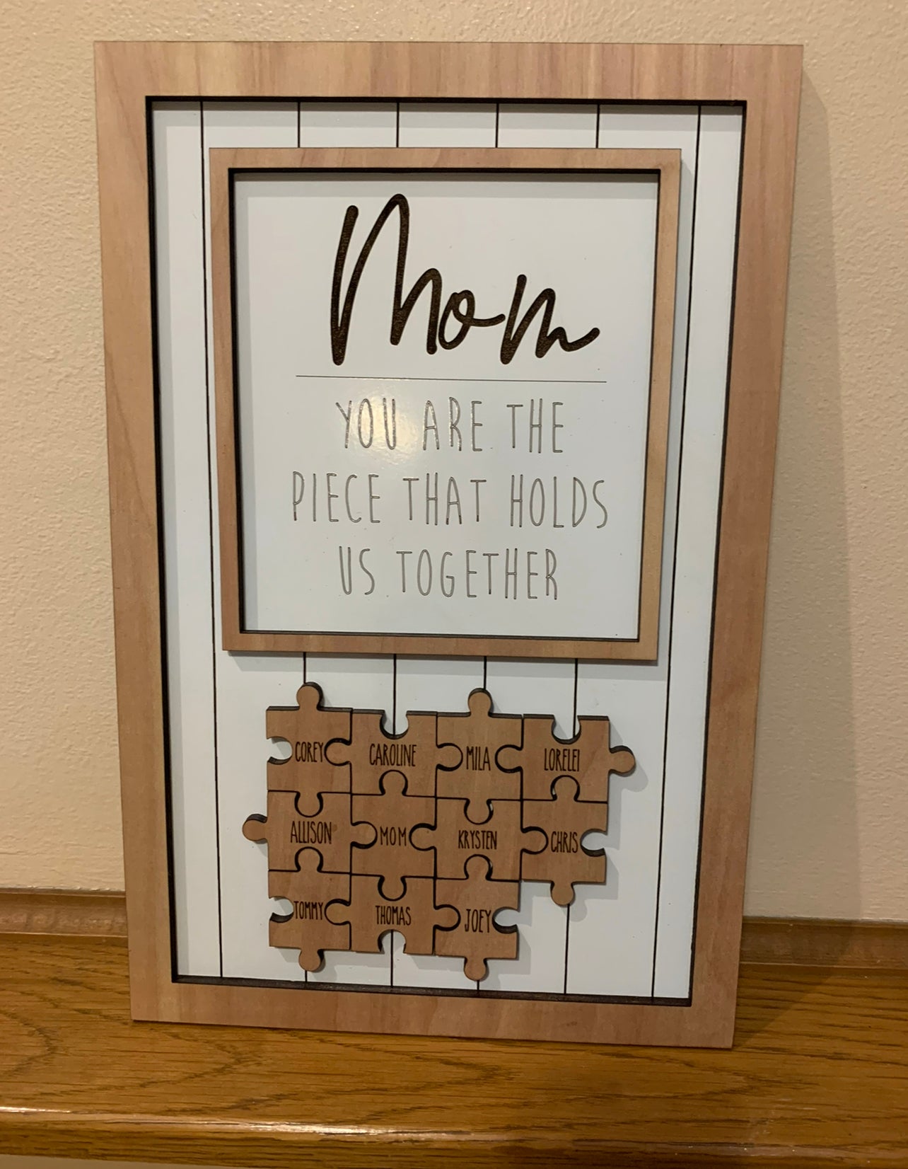 Mom You Are the Piece That Holds Us Together Mothers Day Appreciation Sign | Personalized Mothers Day Sign | Puzzle Piece Sign