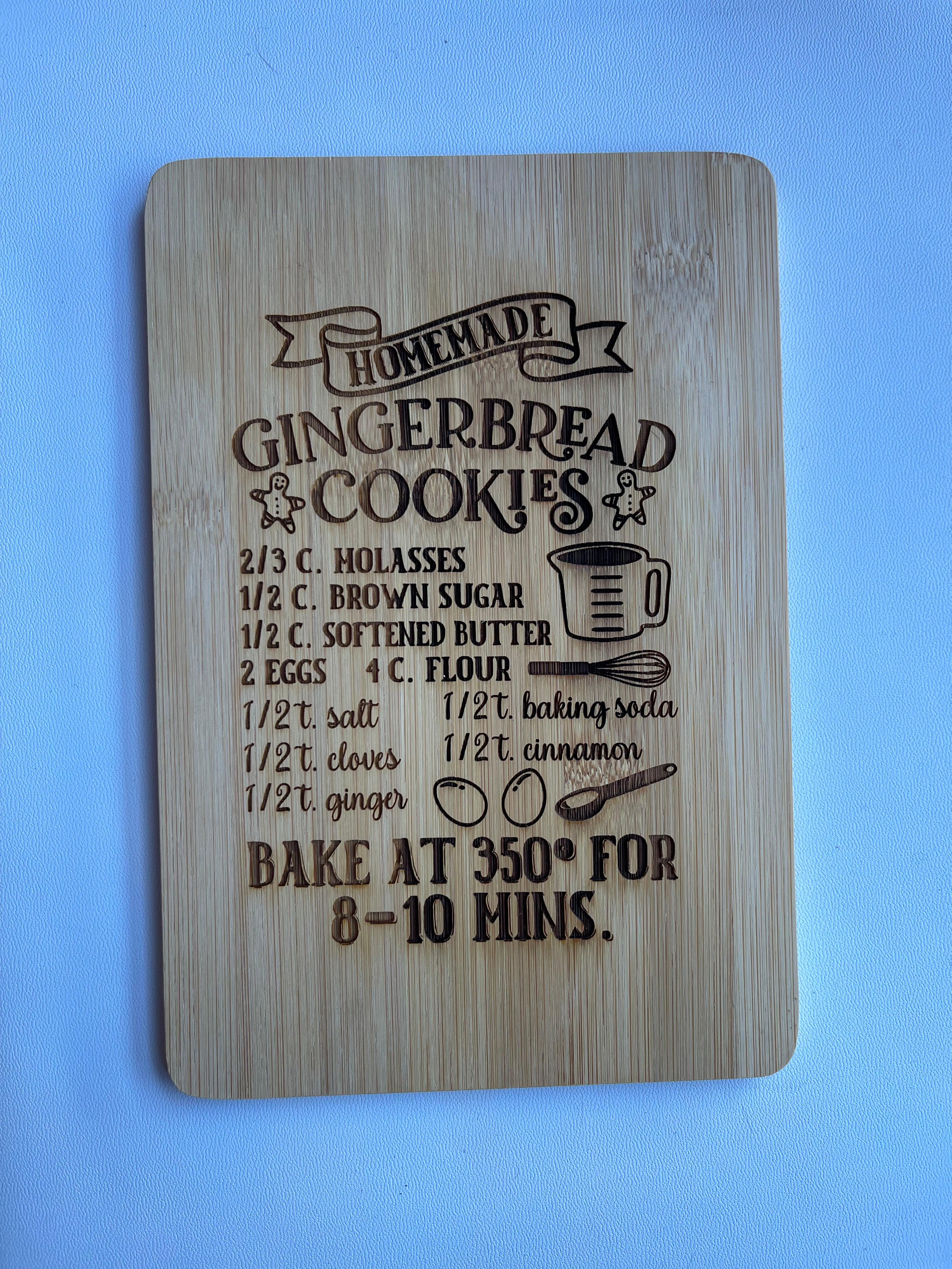 Decorative Recipe Cutting Board - Gingerbread Cookies