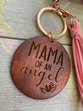 Mama of an Angel Baby Feet Bangle Bracelet Keychain