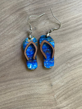 Blue Lapis Flip Flop Earrings