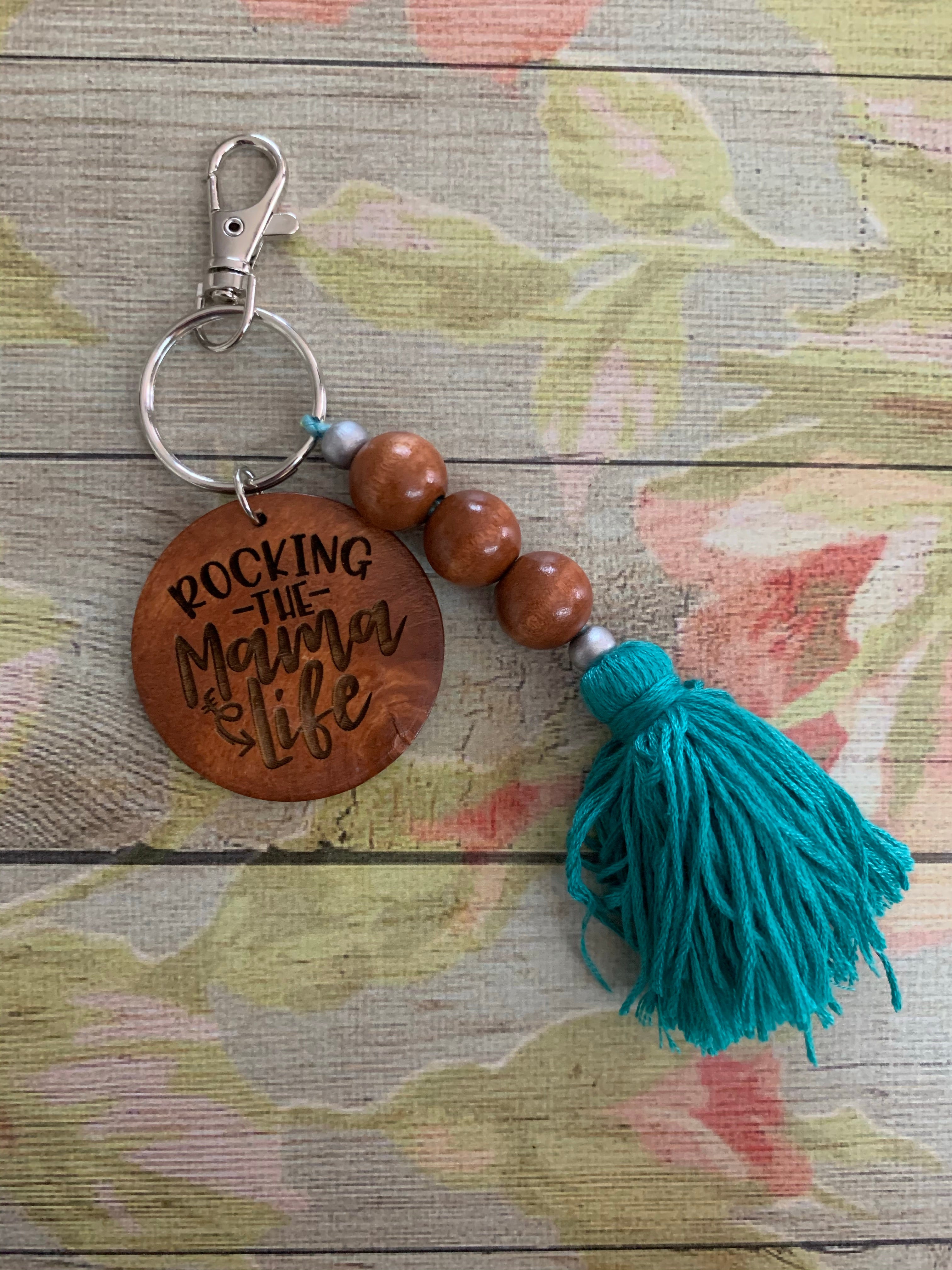 Rocking the Mama Life Beaded Tassel Keychain