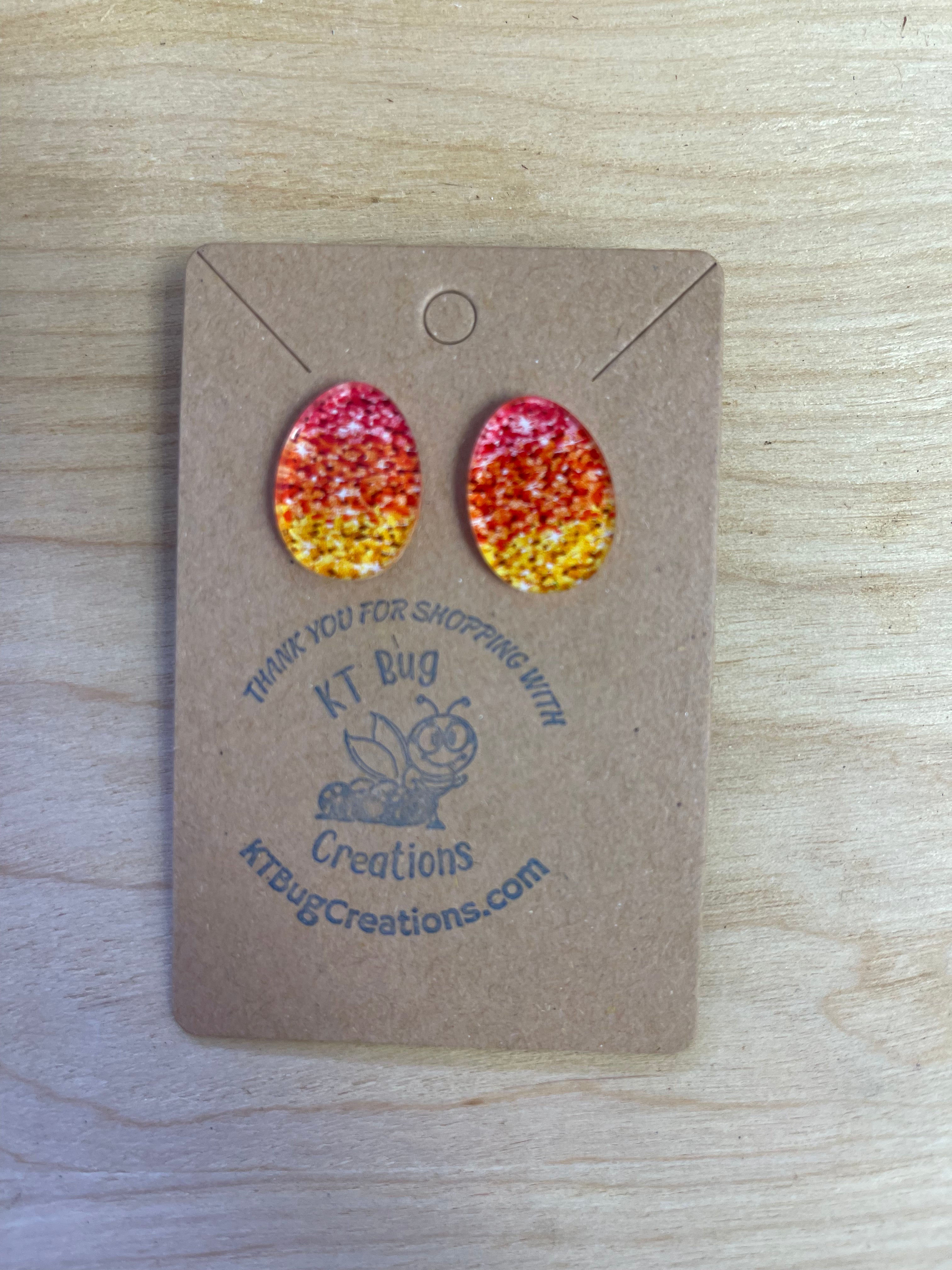 Red/Orange/Yellow Faux Glitter Easter Earrings