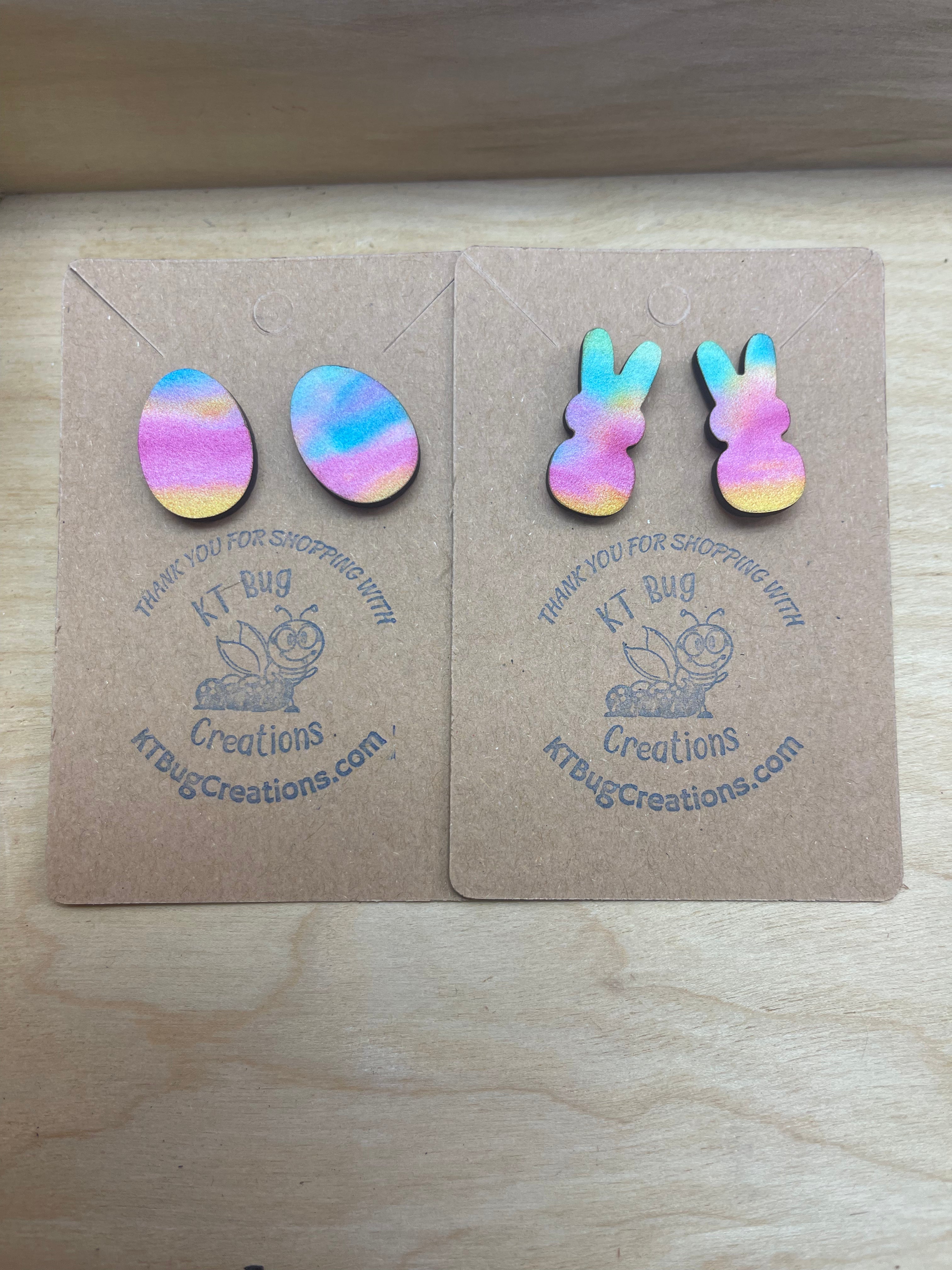 Rainbow Dyed Easter Earrings