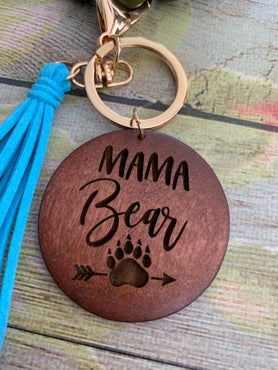 Mama Bear Bangle Bracelet Keychain