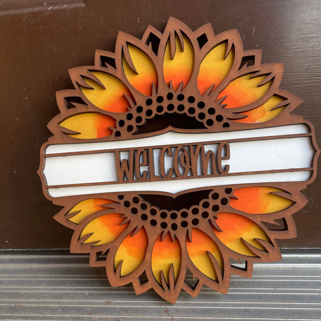 Welcome Sunflower Door Hanger- Paint Party - Book a Party
