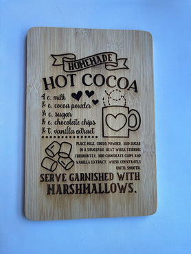 Decorative Recipe Cutting Board - Hot Cocoa
