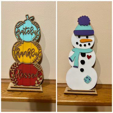 3/4/23 - Stacking Pumpkins Snowman Reversible