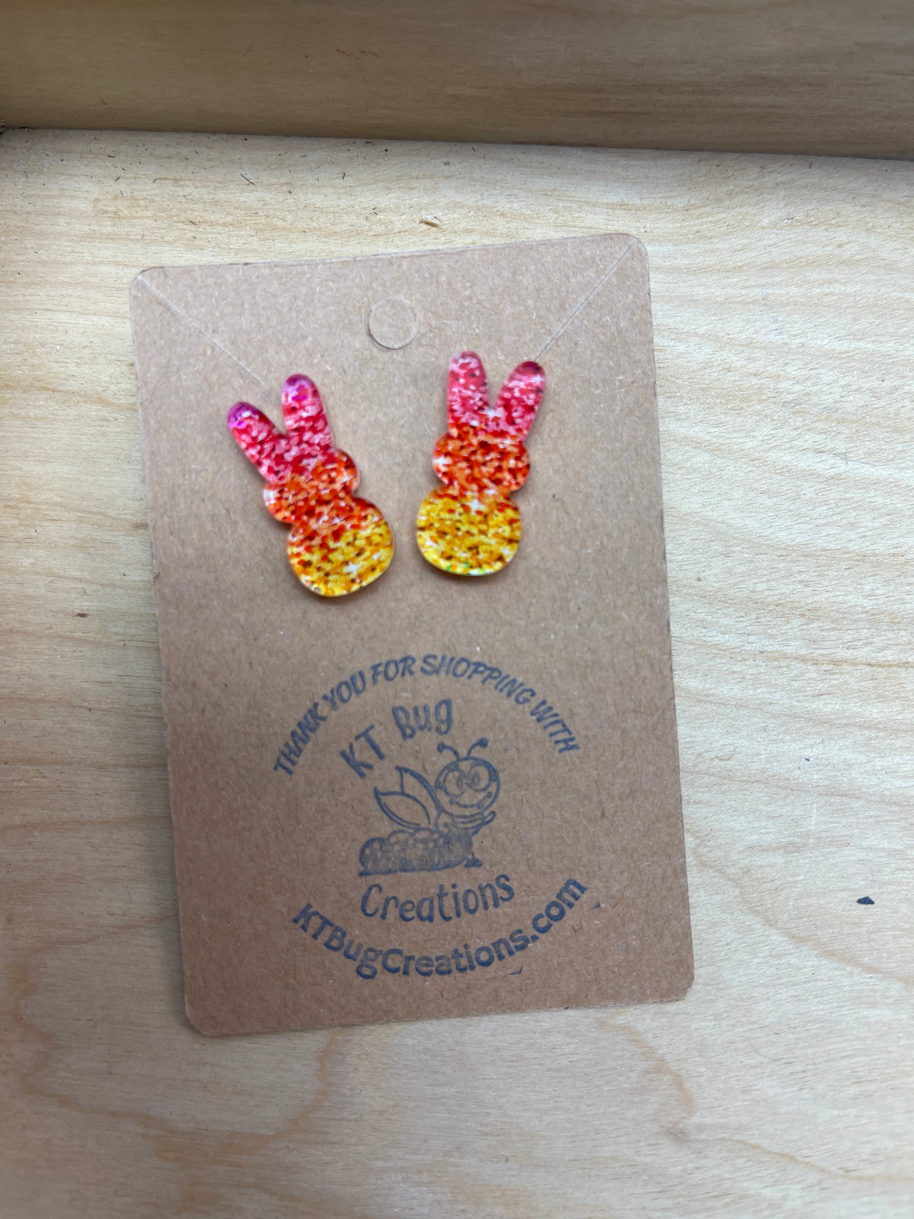 Red/Orange/Yellow Faux Glitter Easter Earrings