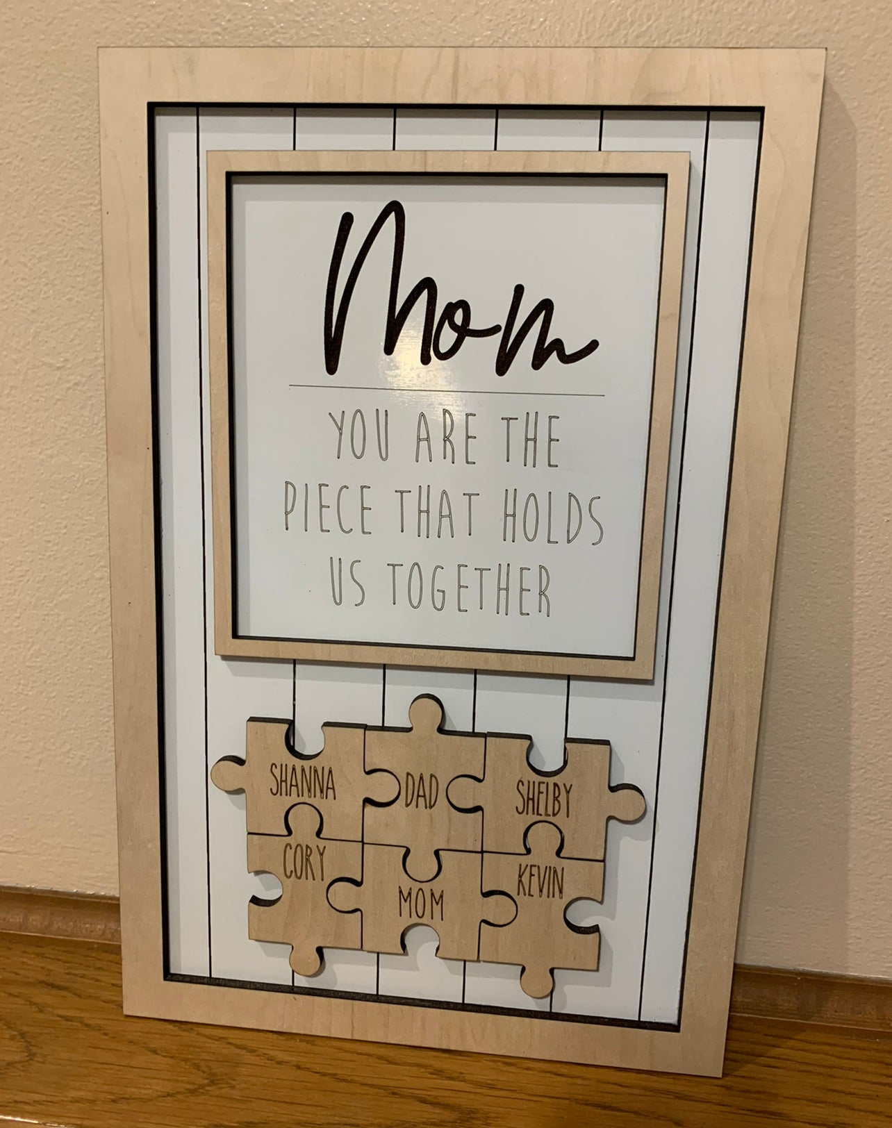Mom You Are the Piece That Holds Us Together Mothers Day Appreciation Sign | Personalized Mothers Day Sign | Puzzle Piece Sign