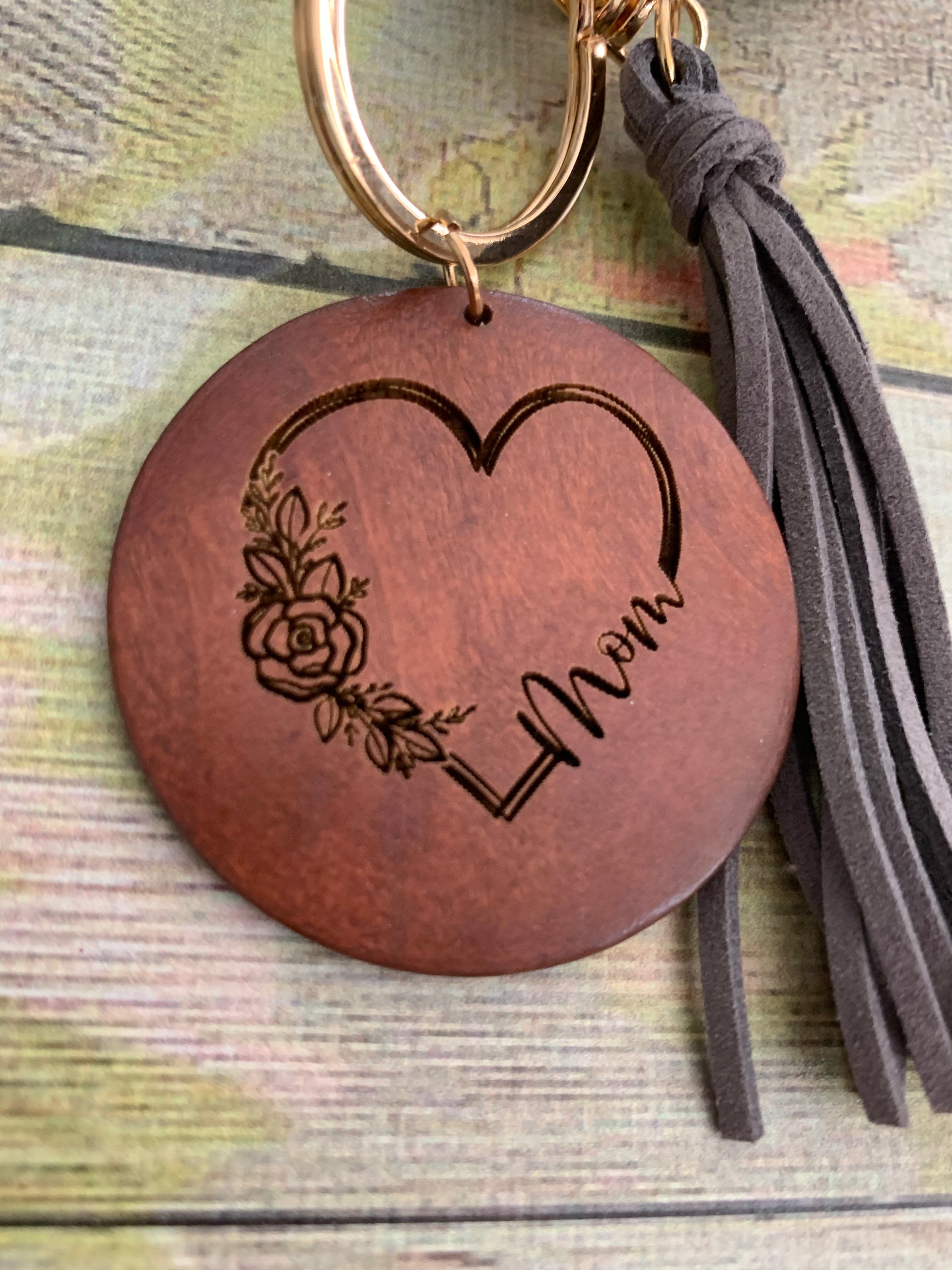 Mom Doodle Heart Bangle Bracelet Keychain