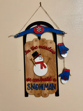 DIY Wooden Sign Kit - Snowman Sled
