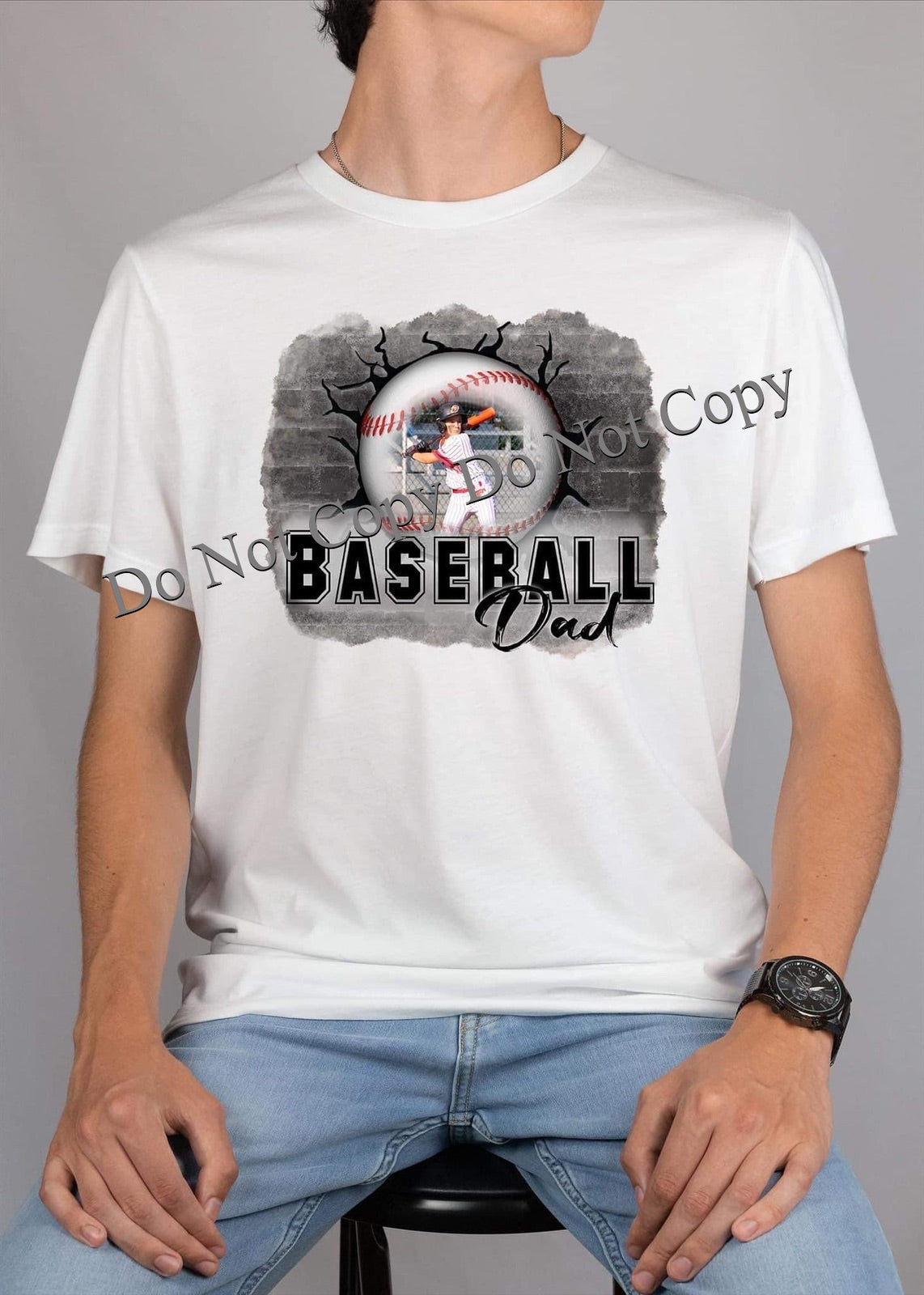 Personalized Photo Baseball Dad Shirts