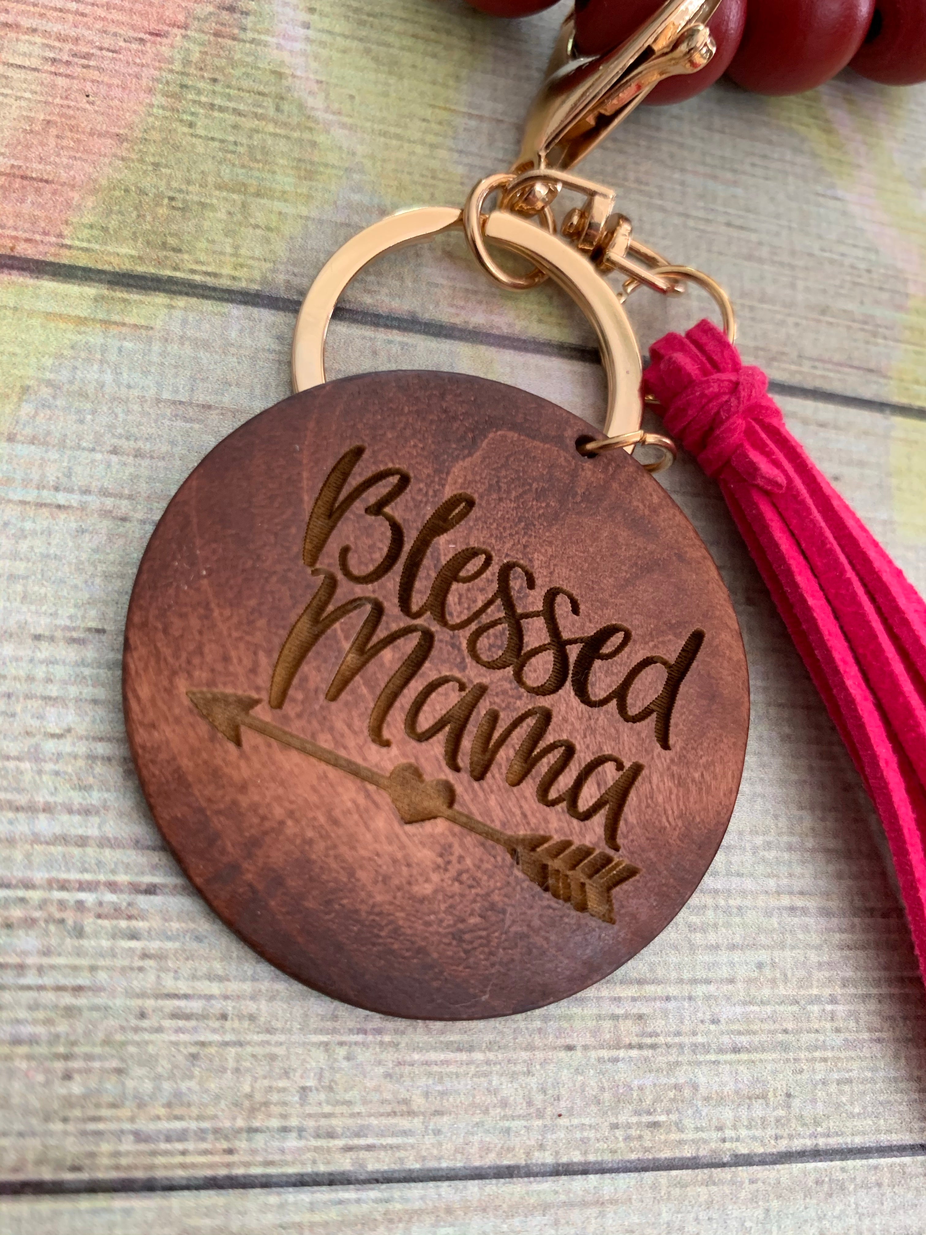 Blessed Mama Arrow Bangle Bracelet Keychain