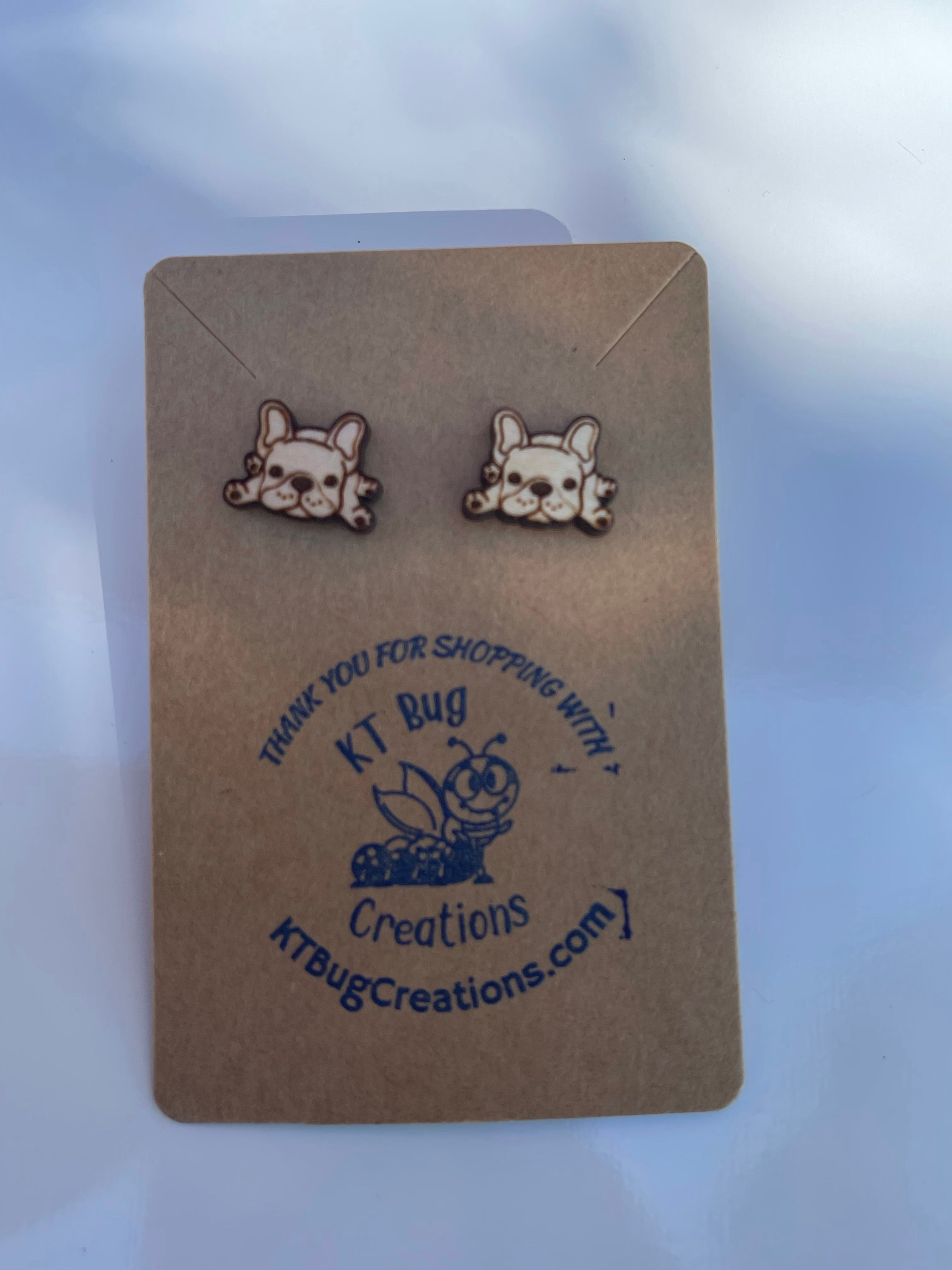 Frenchie Dog Laying Down Stud Earring