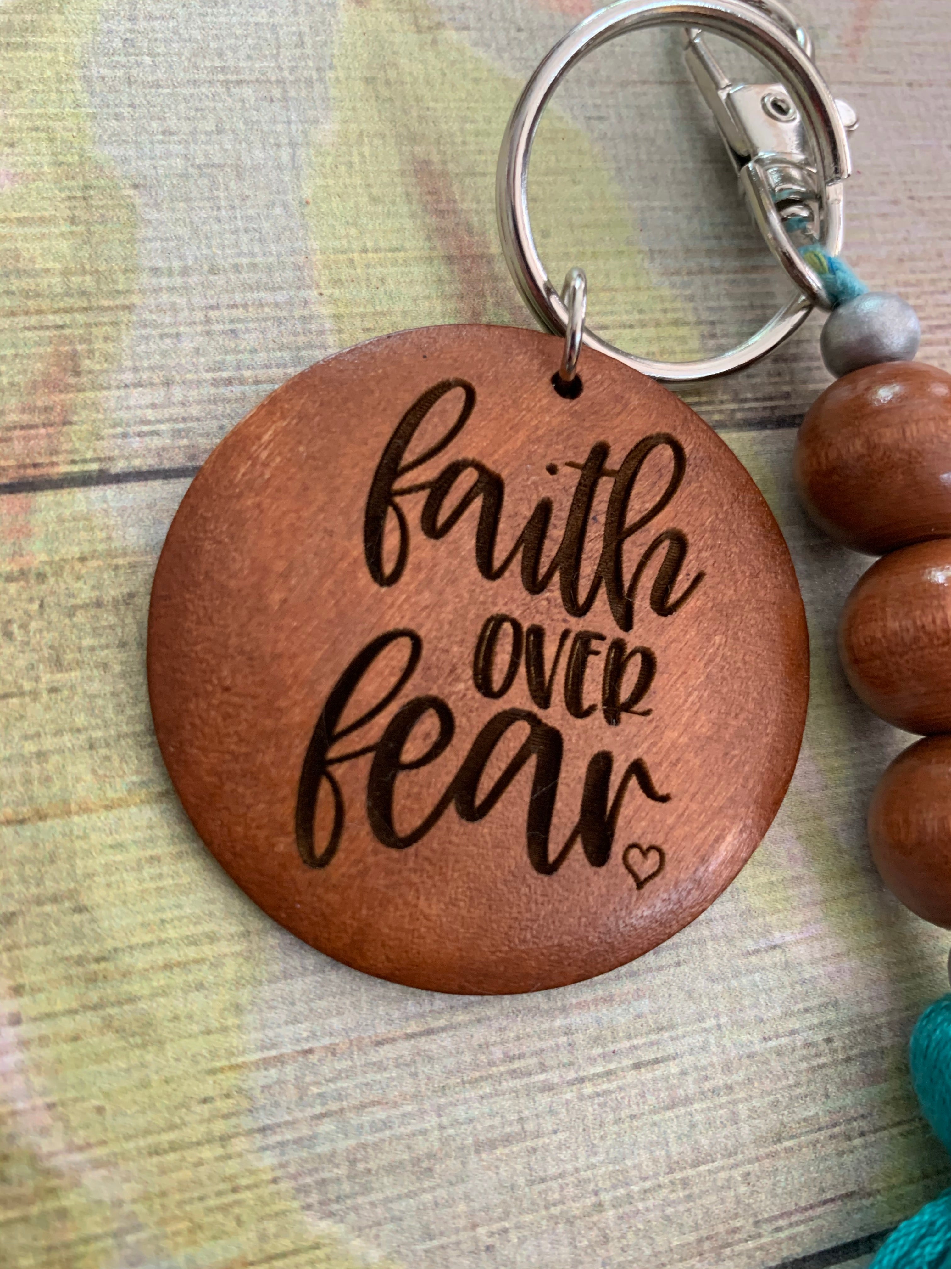Faith Over Fear Beaded Tassel Keychain