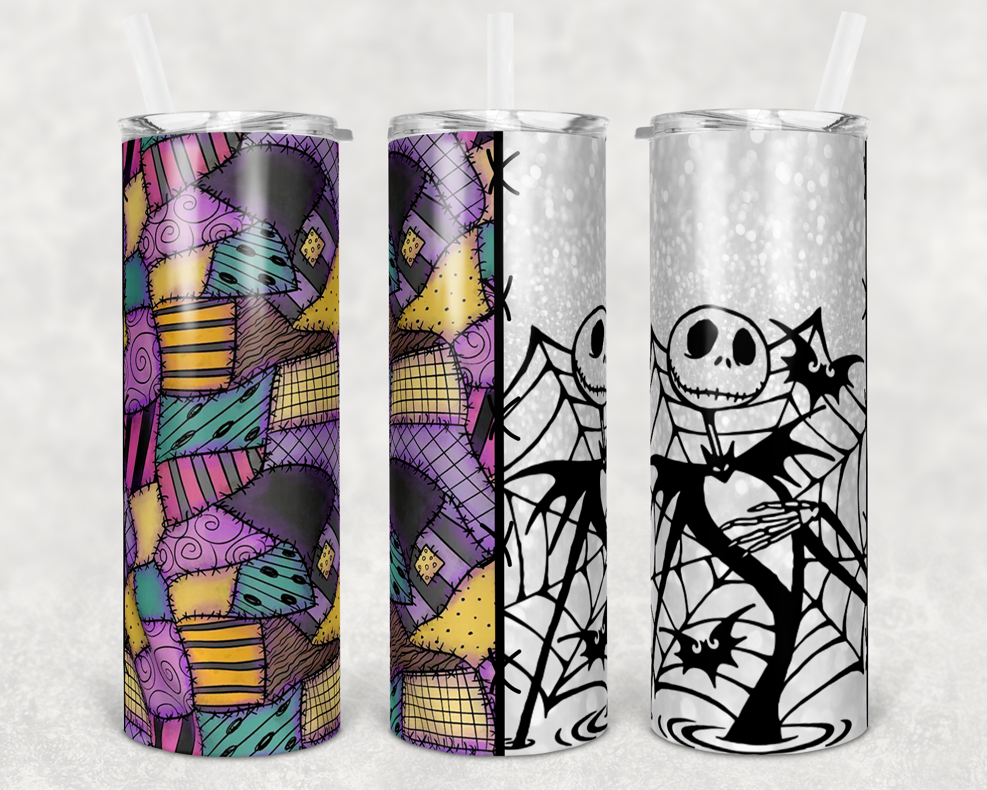 Jack and Sally Skellington 20 oz Skinny Sublimation Tumbler