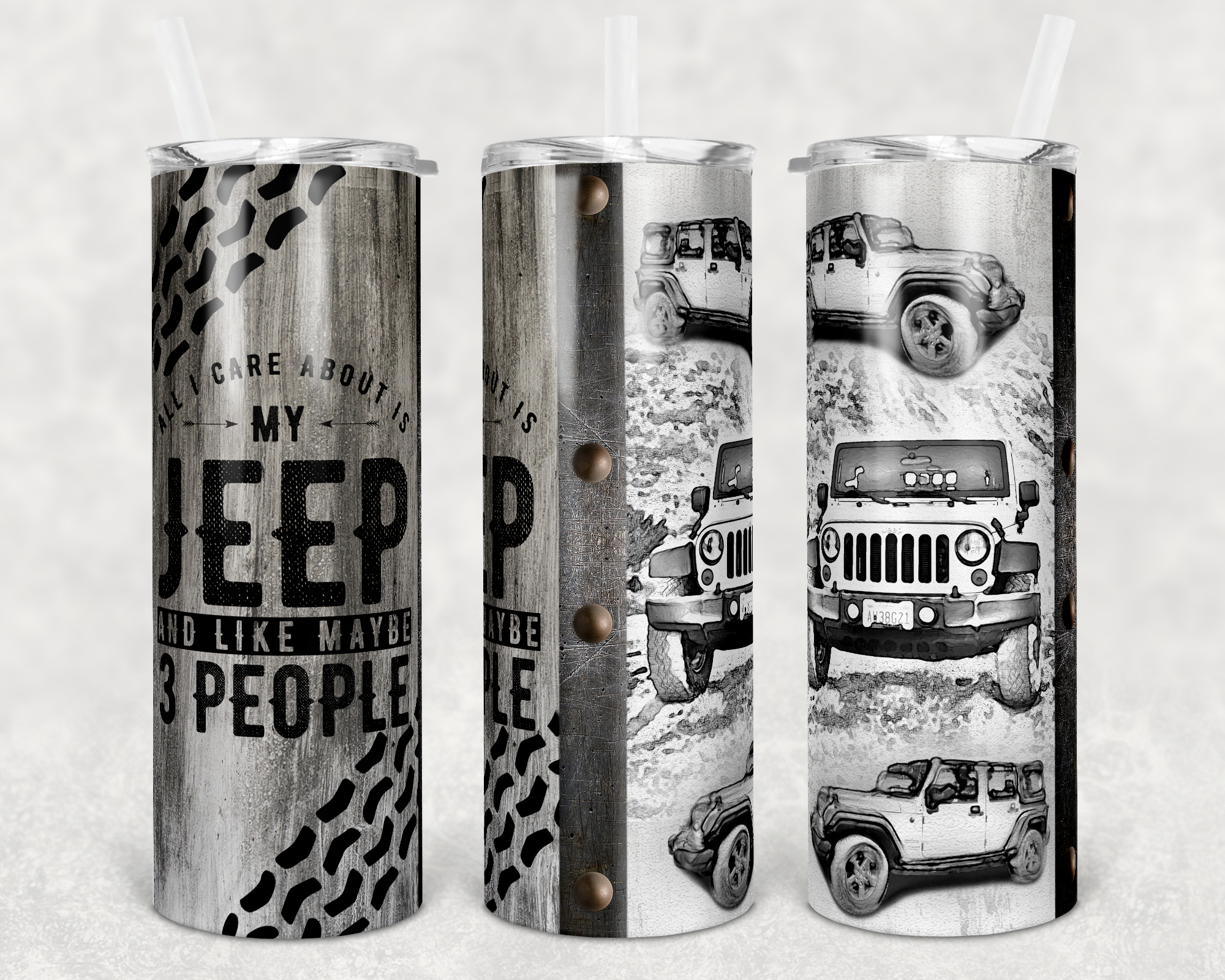 I Care About My Jeep and Like 3 People 20 oz Skinny Sublimation Tumbler