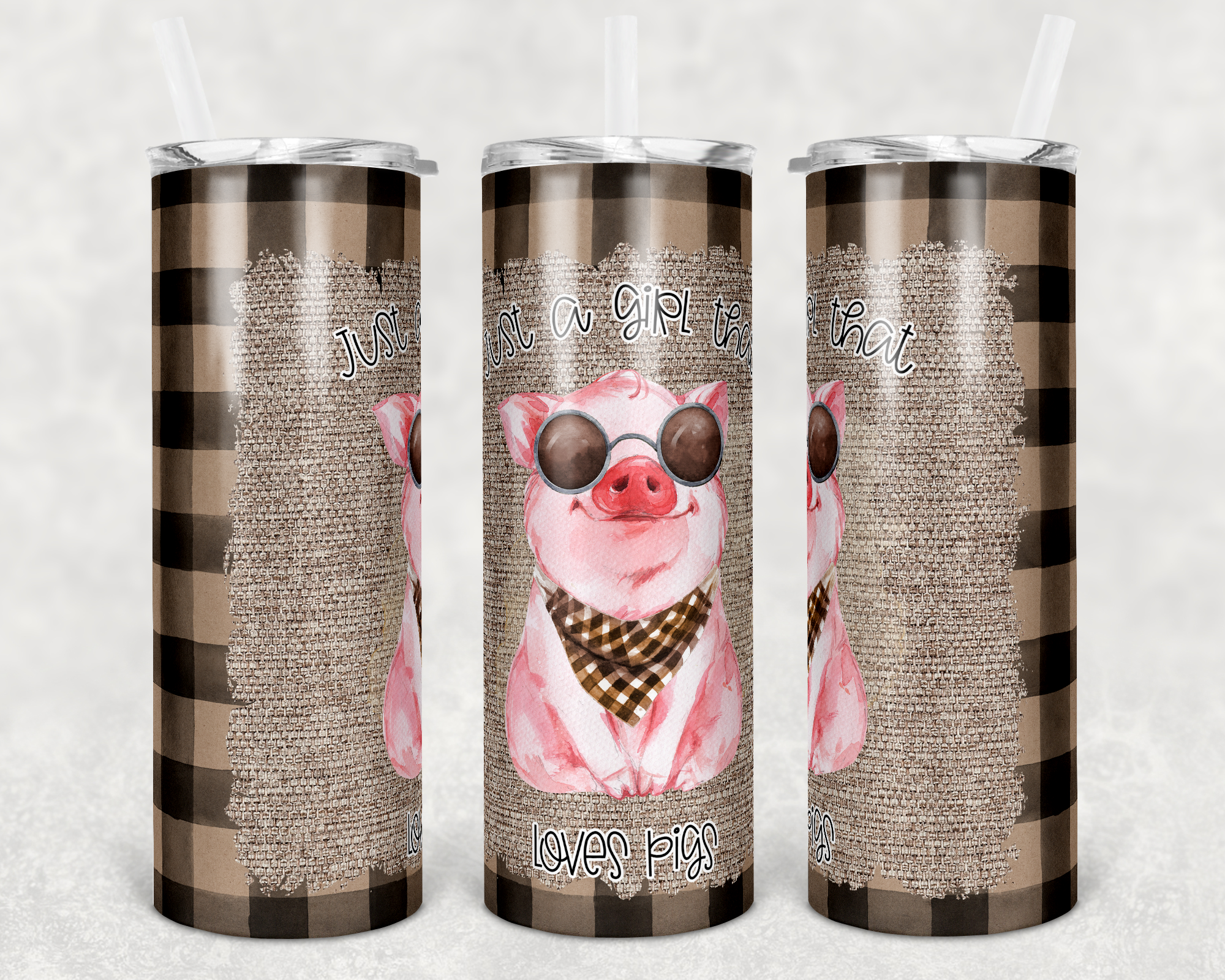 Just a Girl That Loves Pigs Flannel Scarf 20 oz Skinny Sublimation Tumbler