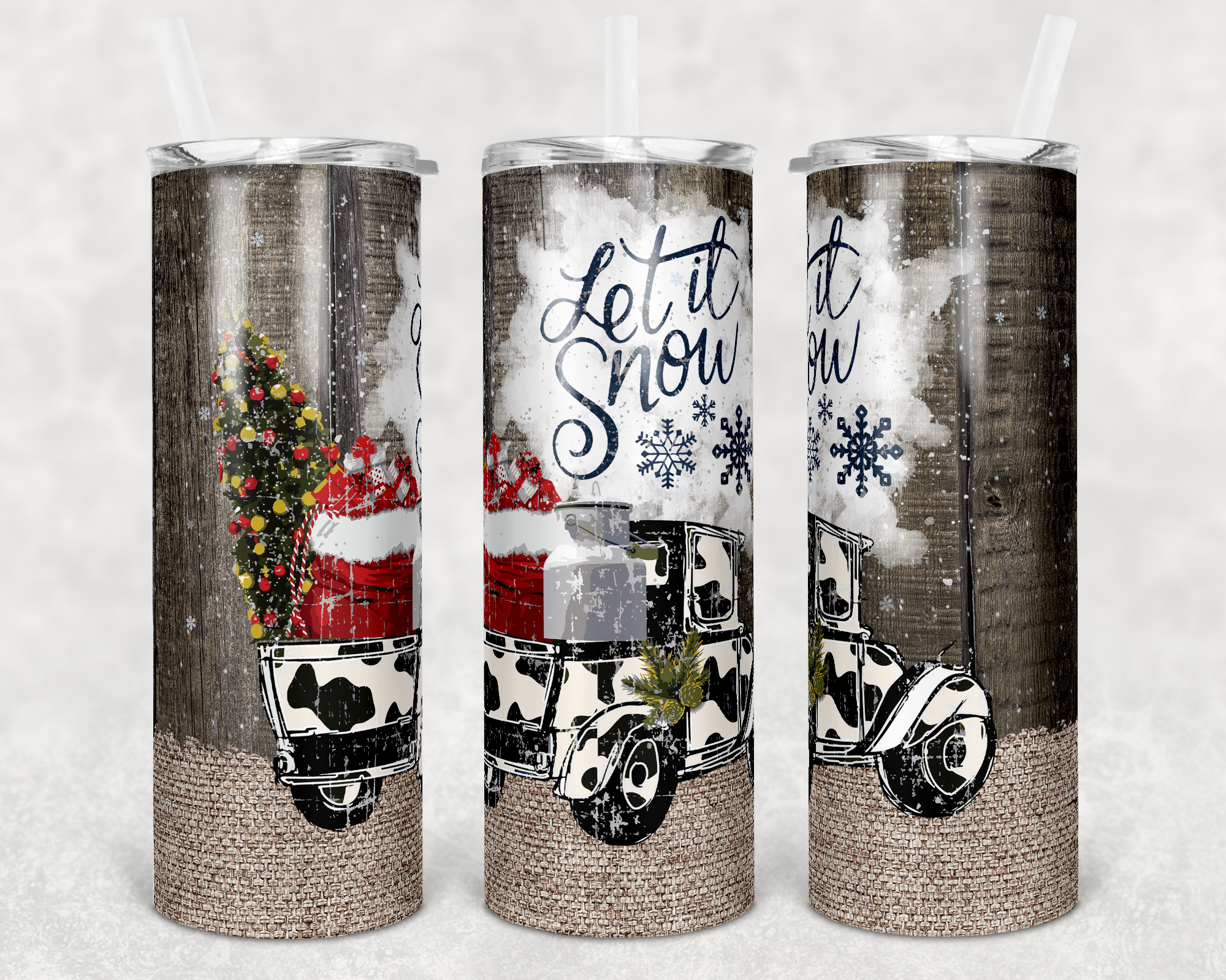 Let It Snow Cow Truck 20 oz Skinny Sublimation Tumbler