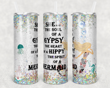 Blonde Soul of a Gypsy Mermaid 20 oz Skinny Sublimation Tumbler